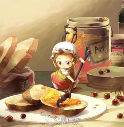 韩国女插画师Mushstone的一件作品，名为《Apple jam fairy》