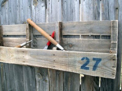 upcycled garden storage shelf