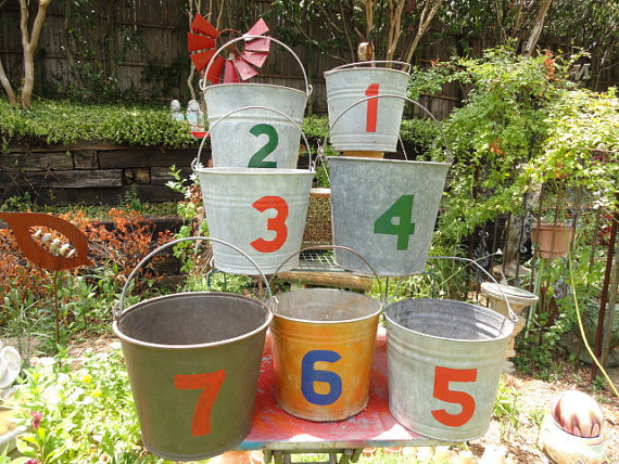 园艺工具 Vintage Garden Galvanized Buckets