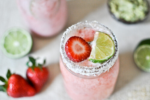 fresh strawberry coconut margaritas.