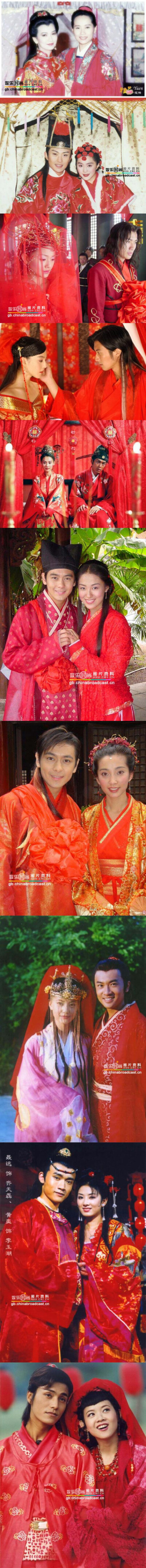 夫妻双双来拜堂，古装夫妻婚服。