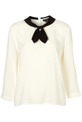 Contrast Tie Neck Blouse