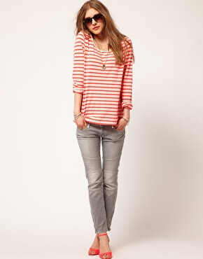 Image 4 of Maison Scotch Top With Neon Breton Stripe