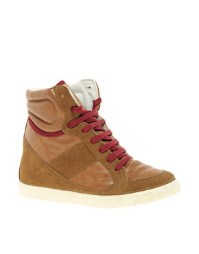 Image 1 of ASOS DENY Wedge High Top Trainers With Suede Detail