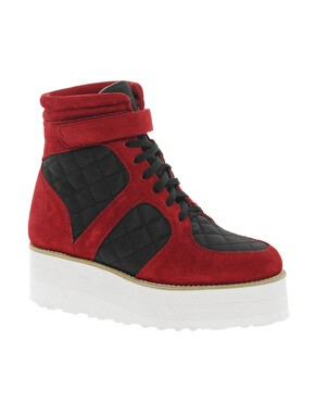 Image 1 of ASOS DESIRE Leather Flatform High Top Trainers