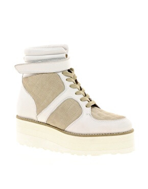 Image 1 of ASOS DESIRE Leather Flatform High Top Trainers