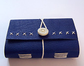 Blue Cross Stitch Mini Leather Book