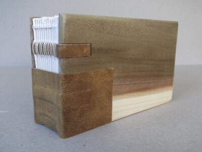 Handmade Wood sketchbook with a half-leather binding