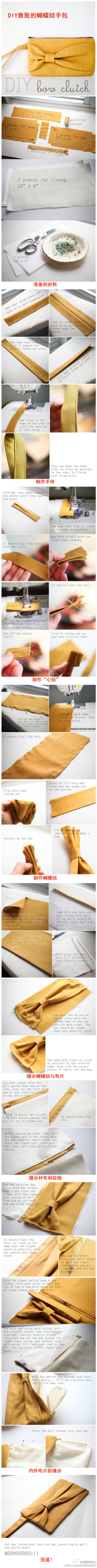 超详细的蝴蝶结手包制作教程，衬布的缝制都有很详细的图解哦~