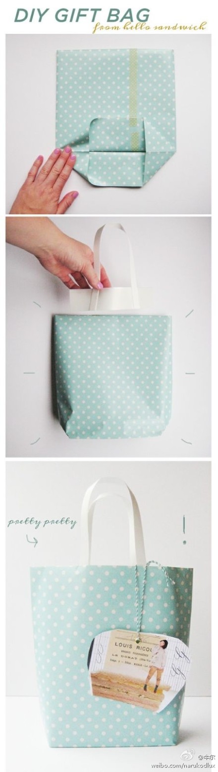 临时要送礼?找不到好看的包装袋? 试试这个简单的DIY。。。