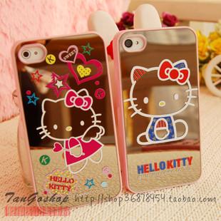 kitty镜子面iphone4S 保护套 手机套 iPhone4 外壳 苹果4手机??