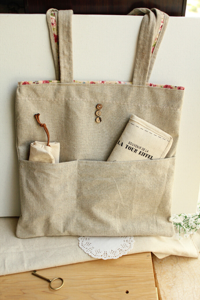 简约素麻工装包