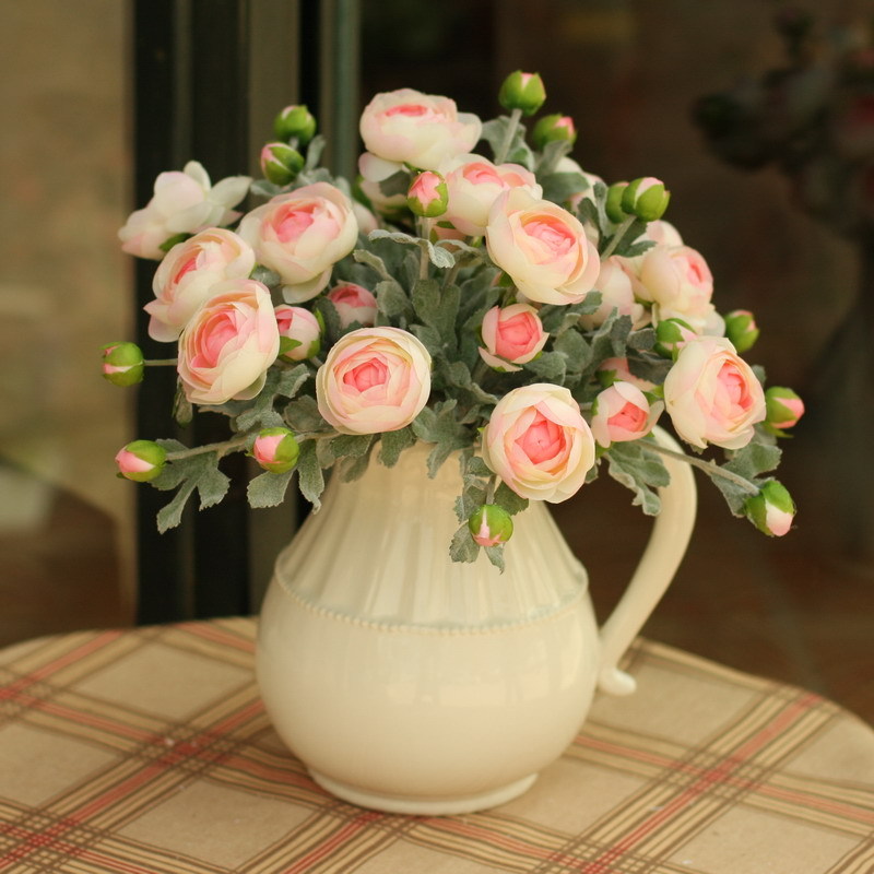 维多利亚玫瑰+花瓶仿真花套装