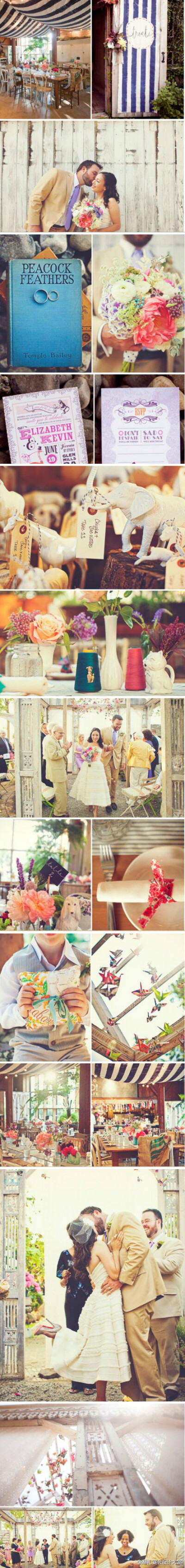 彩色的千纸鹤户外婚礼~温馨可人的色调氛围~