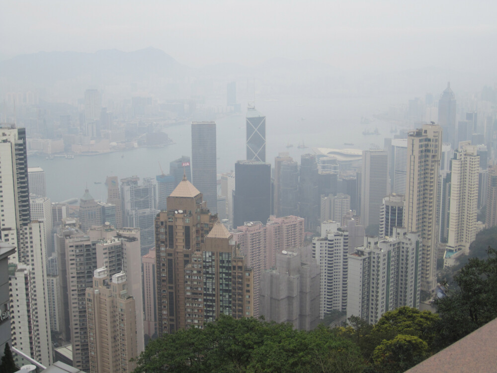 香港太平山顶鸟瞰香港全貌