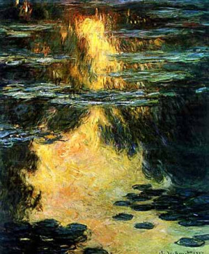 印象主义 莫奈 (Claude Monet 1840-1926) 法国 <睡莲.水上景色> Waterlilies