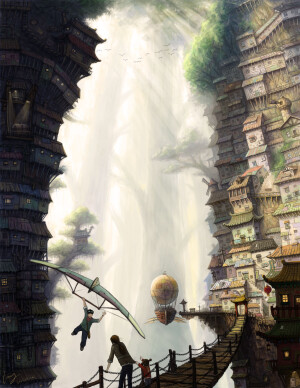 ~梦之谷~  by npzhiyongli 这是一个与世隔绝的巨大峡谷，这里生长这各种各样的生物，例如：高过山峰的参天大树……人类在这里与大自然和谐的相处着……