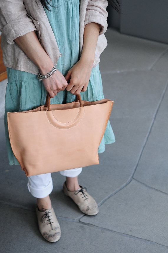 Hand Stitched Original Leather Tote Bag/ Hand Bag