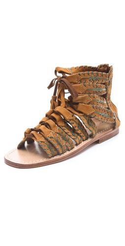 Antik Batik Dafne Spartiate Flat Suede Sandals