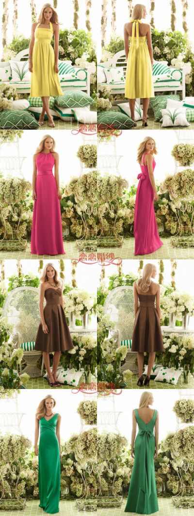 After Six Spring Summer Bridesmaid Collection，让你零距离接近彩虹。暖暖春意之后夏天就要接踵而至。在此季节，用多彩的伴娘服点缀婚礼最合时宜。若各位新娘作为敬酒服亦可。