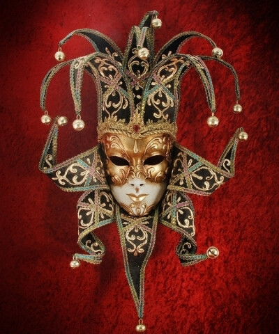 Hand-decorated mask, made in Venice according to traditional artisan techniques. Beautiful gold-plated metal mask studded with Swarovski crystals; Satin ribbon ties to fit the mask comfortably. The ma…