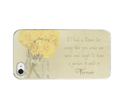 Quote Iphone case - Iphone 4 and 4s cover - yellow flowers - quote - quote decorative Iphone cover - girly iphone accessory