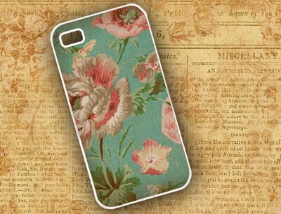 Cottage chic Iphone case, cell phone cover- Iphone 4 and 4s cover shabby and chic roses decorated case (9580)