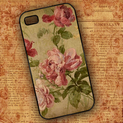 Cottage chic Iphone case, cell phone cover- Iphone 4 and 4s cover shabby and chic roses decorated case (9580)