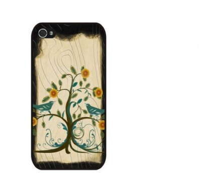 geekdeco vintage teal birds tree iPhone 4/4s case