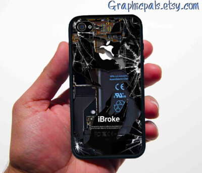 iphone 4 4s case apple ibroke design Black &amp; White