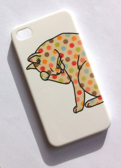 Contempo Kitty iPhone 4/4S White Cover - Polka Dot Cat