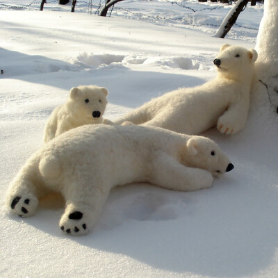 Big white wool polar bear - 45 cm - Handmade needle felted work - Gift - BinneBear collection。