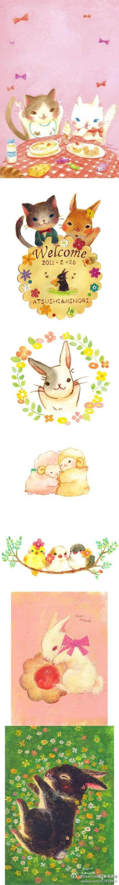 owl【画意】こばこ，日本插画家。他笔下的小动物充满了温暖安然的笑容~