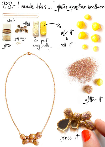 glitter gemstone necklace