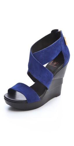 Diane von Furstenberg Opal Suede Crisscross Wedge Sandals