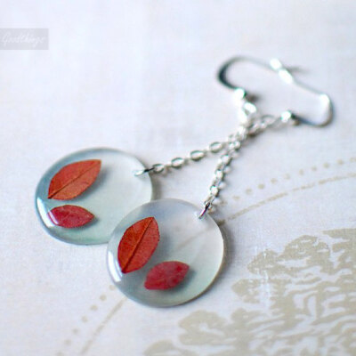 Autumn Leaves Botanical Earrings - botanical resin jewelry nature inspired