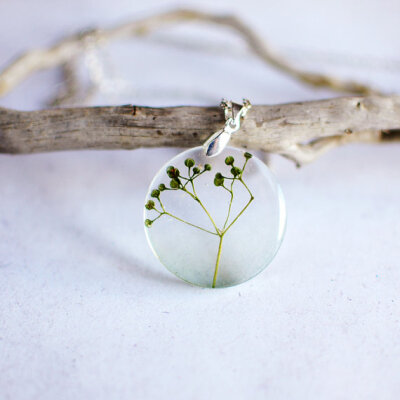 Woodland green pendant - Twiggy tree - unique nature inspired jewelry