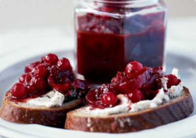 Redcurrant jam on bread