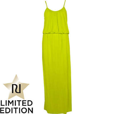 .msrl. River Island-BRIGHT YELLOW WAISTED MAXI DRESS明黄收腰长裙。