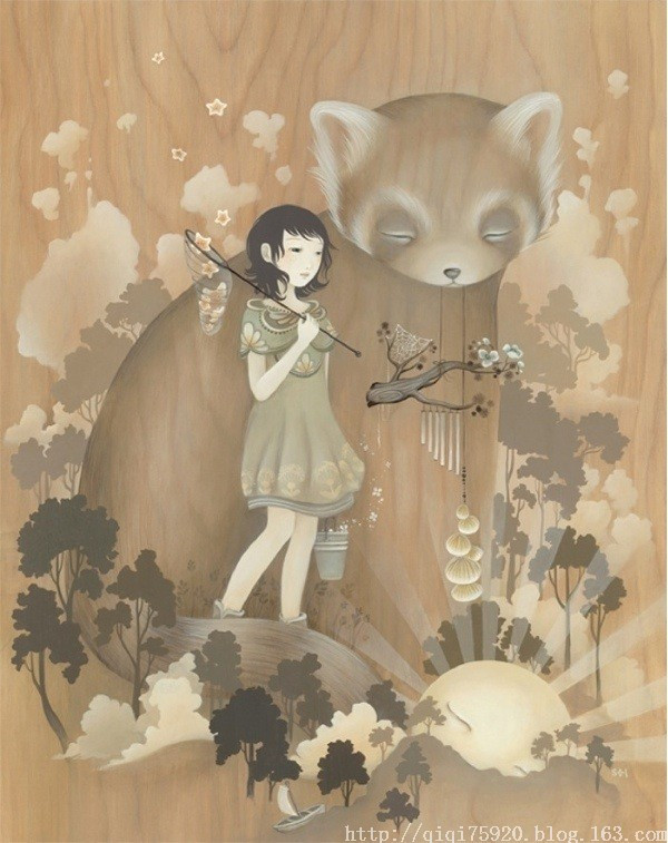 韩裔美国艺术家Amy Sol插画木板上的童话故事 - vincent - My Postmodern Life