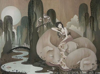 韩裔美国艺术家Amy Sol插画木板上的童话故事 - vincent - My Postmodern Life