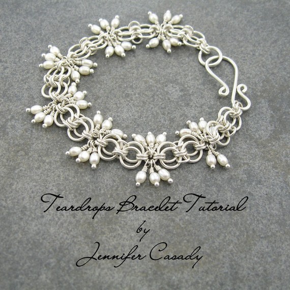 TUTORIAL -- Teardrops Gemstone and Chainmail Bracelet Tutorial -- A Jennifer Casady Signature Design