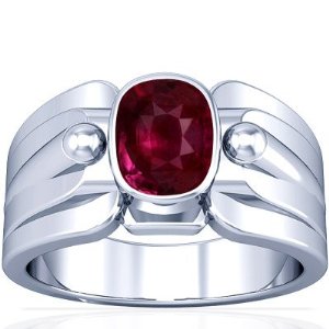 18K White Gold Cushion Cut Ruby Solitaire Ring