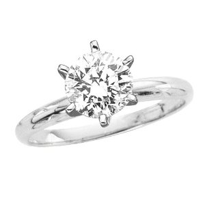 Round Brilliant Cut Diamond Solitaire Ring (White or Yellow Gold)