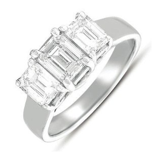 14k White Gold 2.25 Dwt Diamond Three Stone Ring