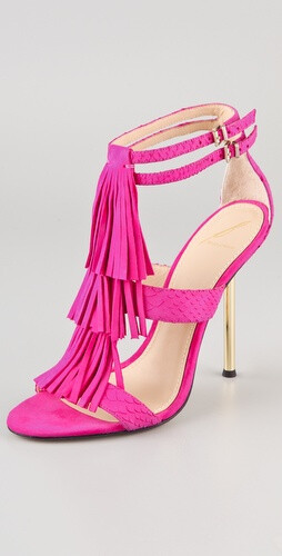 B Brian Atwood Luciana Suede Fringe Sandals