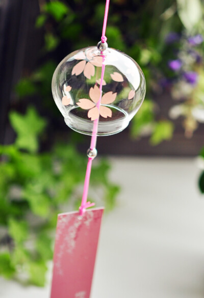 日式和风 祈福樱花 通透玻璃清凉风铃