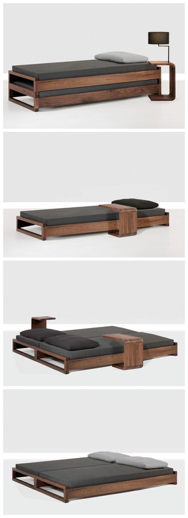 我想要的东西很特别，就如这张床。既能当单人床，又能当双人床。旁边还有个简单小巧的桌子，适合躺着看电视玩电脑。简约风~