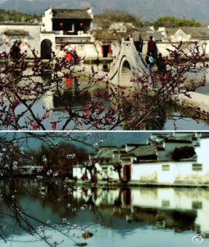 宏村，中国画里的乡村，人和自然在这里得到和谐和统一。水映着天，天俯瞰着水，人们早已失魂，成了画中人。