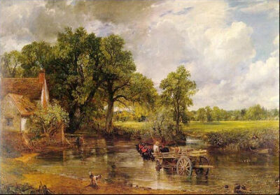 现实主义 英国 约翰·康斯特布尔 John Constable 《干草车》1821年 伦敦国立画廊。